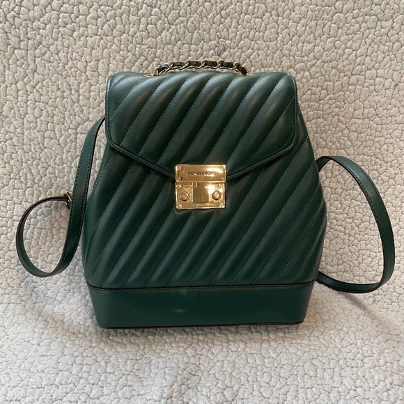 Michael Kors Handbags - Michael Kors Emerald Quilted Backpack